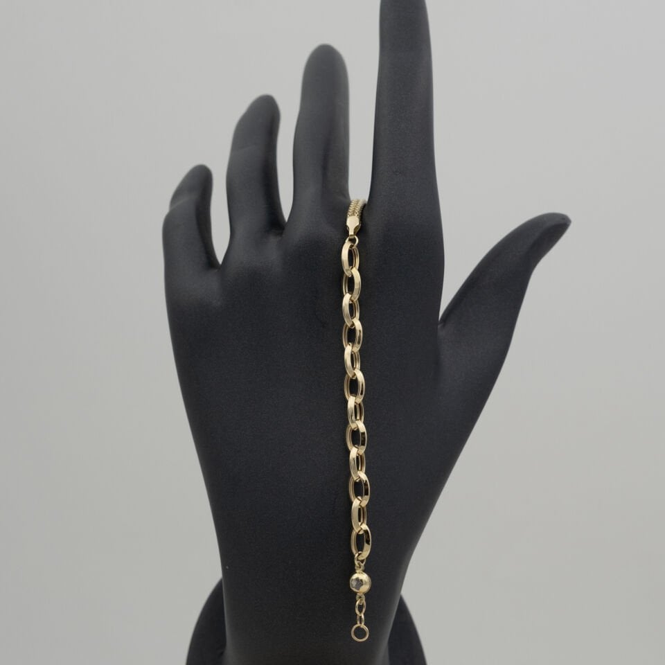 14 Ayar Zincir Detaylı Altın Bileklik