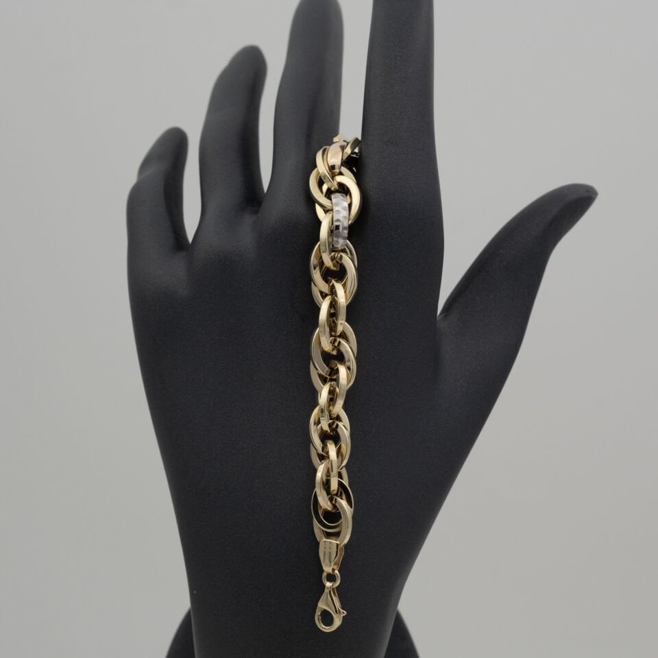 14 Ayar Sıralı Detaylı Altın Bileklik