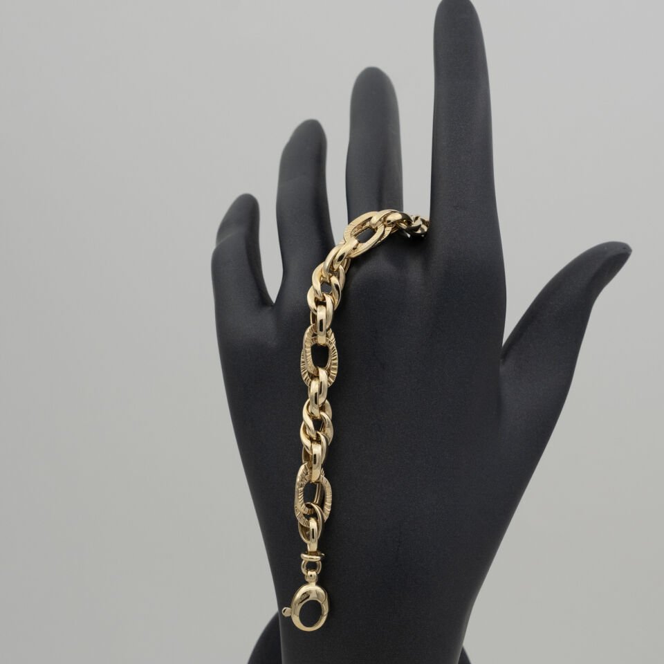 14 Ayar Parıltılı Halka Altın Bileklik