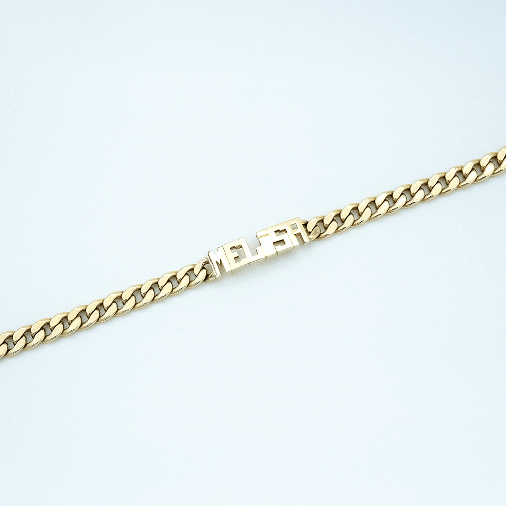 14 Ayar Melisa Yazılı Altın Bileklik