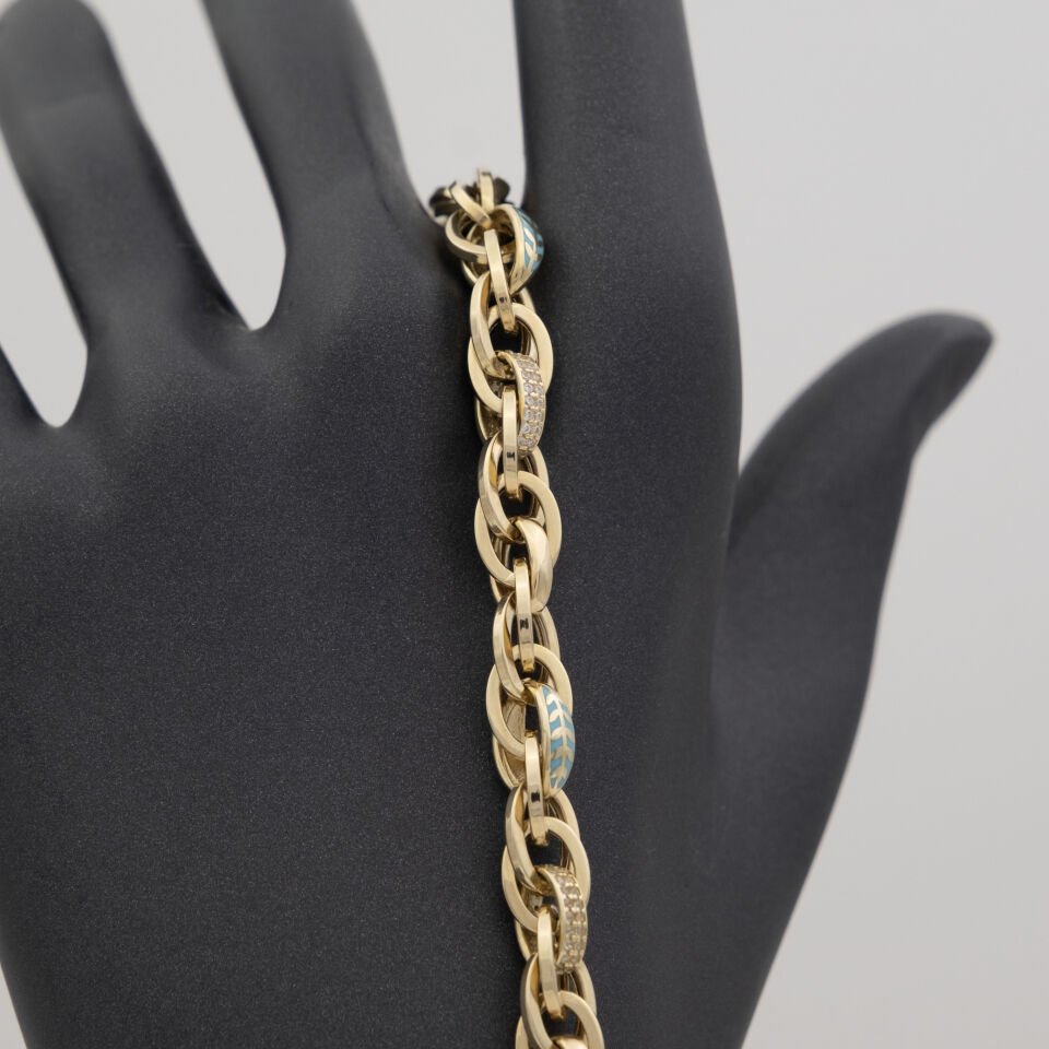 14 Ayar Mavi Detaylı Altın Bileklik