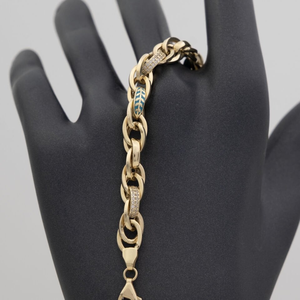 14 Ayar Mavi Detaylı Altın Bileklik