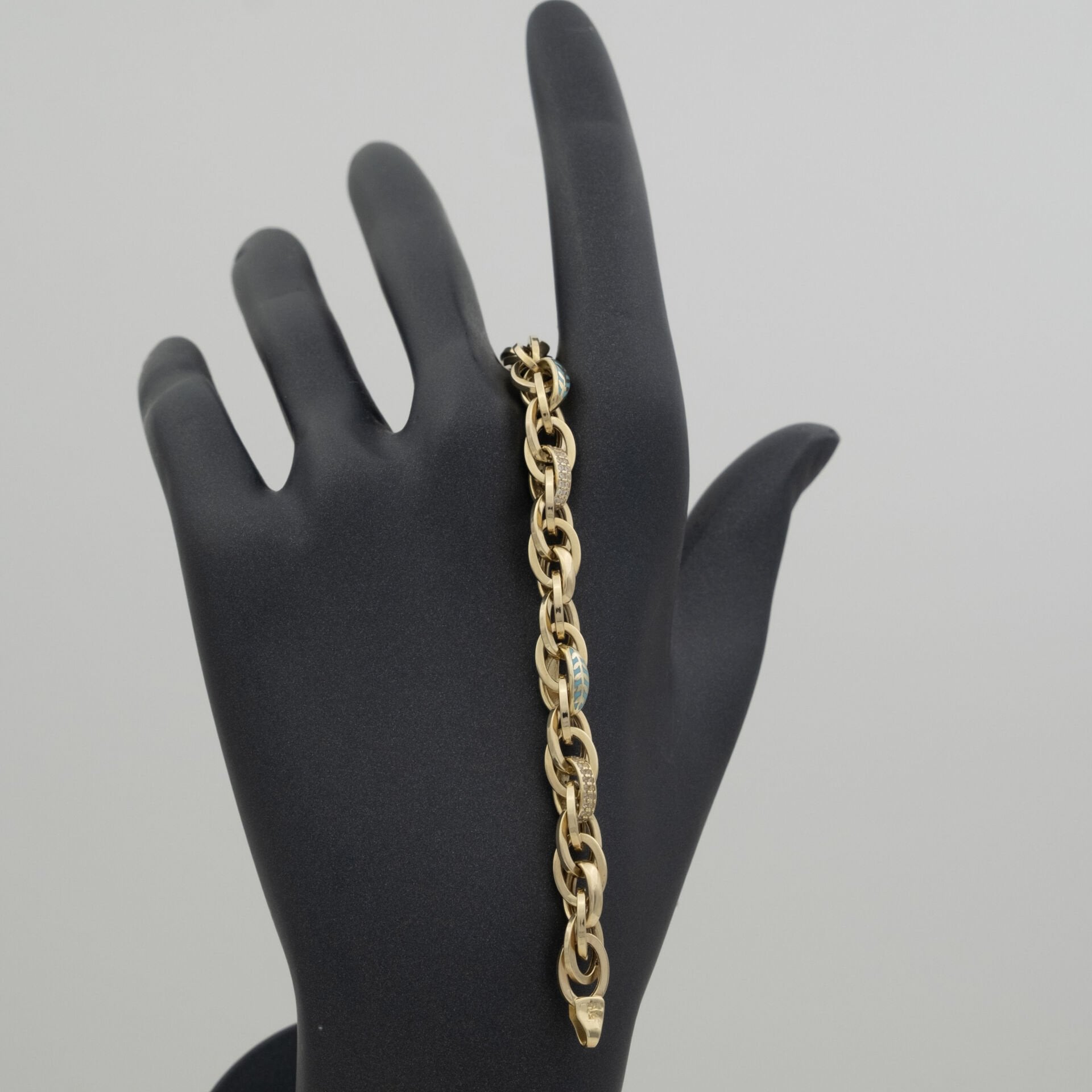 14 Ayar Mavi Detaylı Altın Bileklik