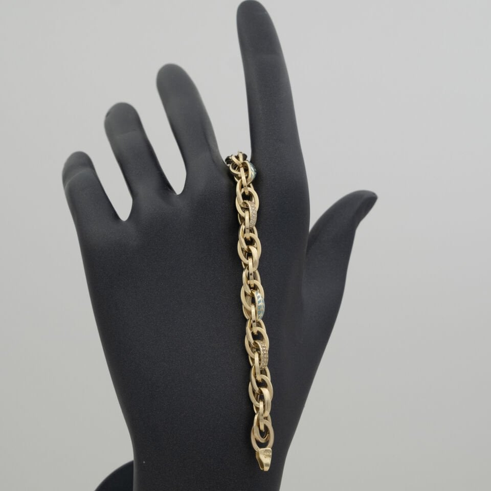 14 Ayar Mavi Detaylı Altın Bileklik