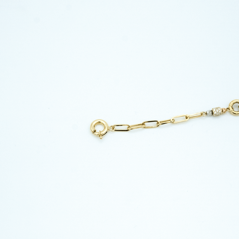 14 Ayar Fil Dişi Detaylı Zincir Altın Bileklik