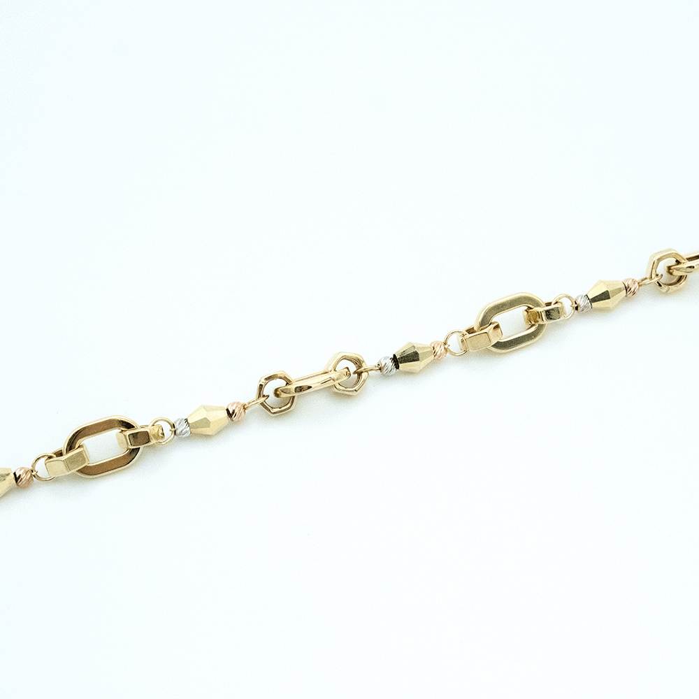 14 Ayar Ataç Zincirli Detaylı Sıralı Altın Bileklik