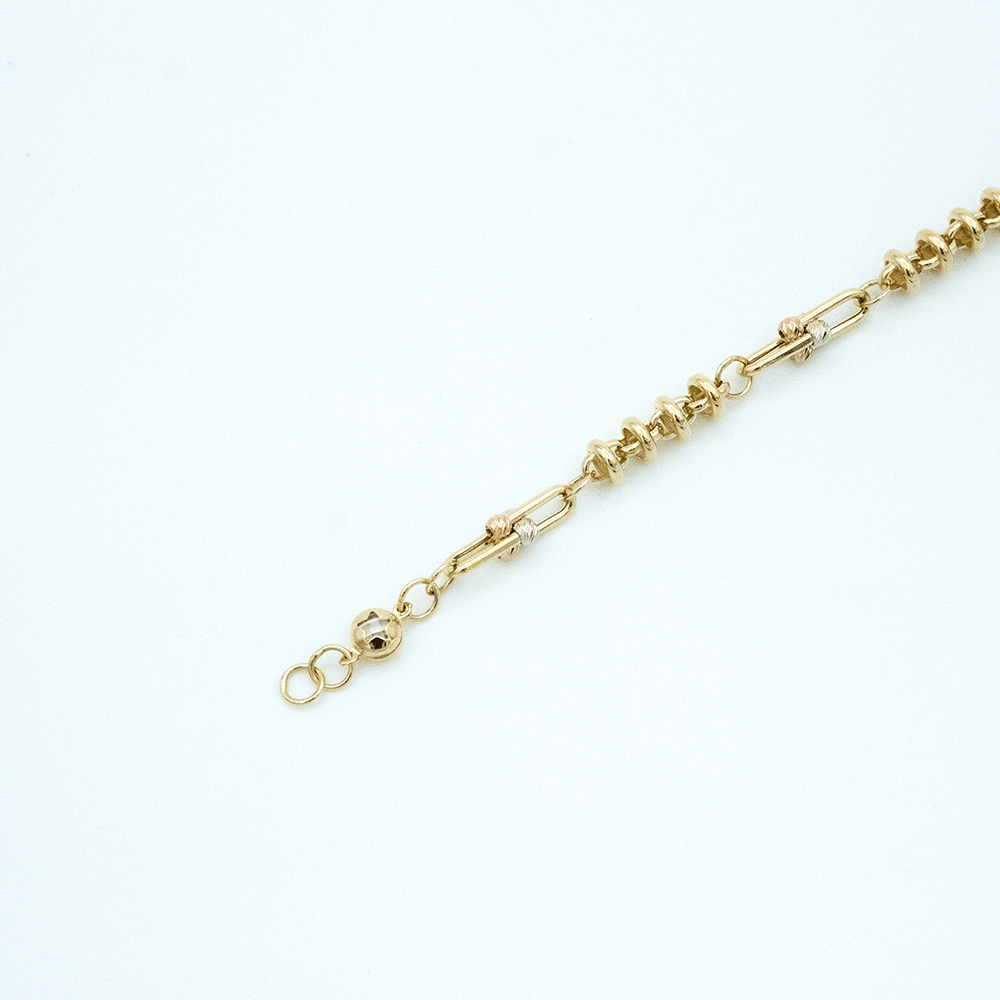 14 Ayar Ataç Zincirli Dorika Toplu Sıralı Altın Bileklik