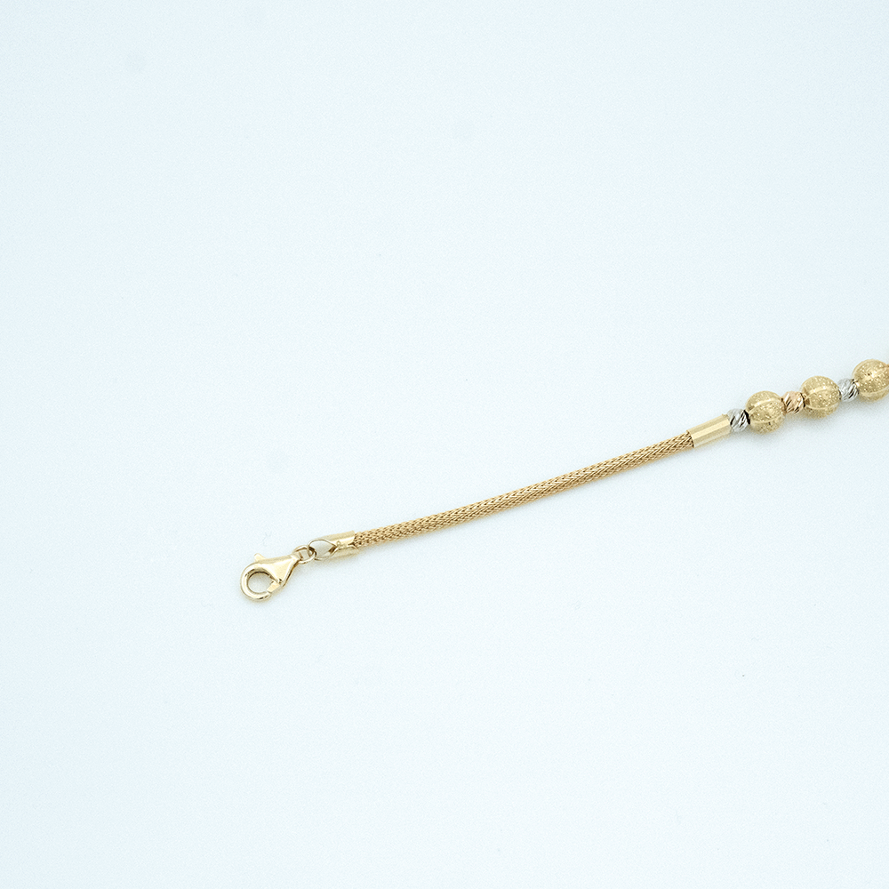 14 Ayar Dorika Toplu Sıralı Örgü Zincir Altın Bileklik