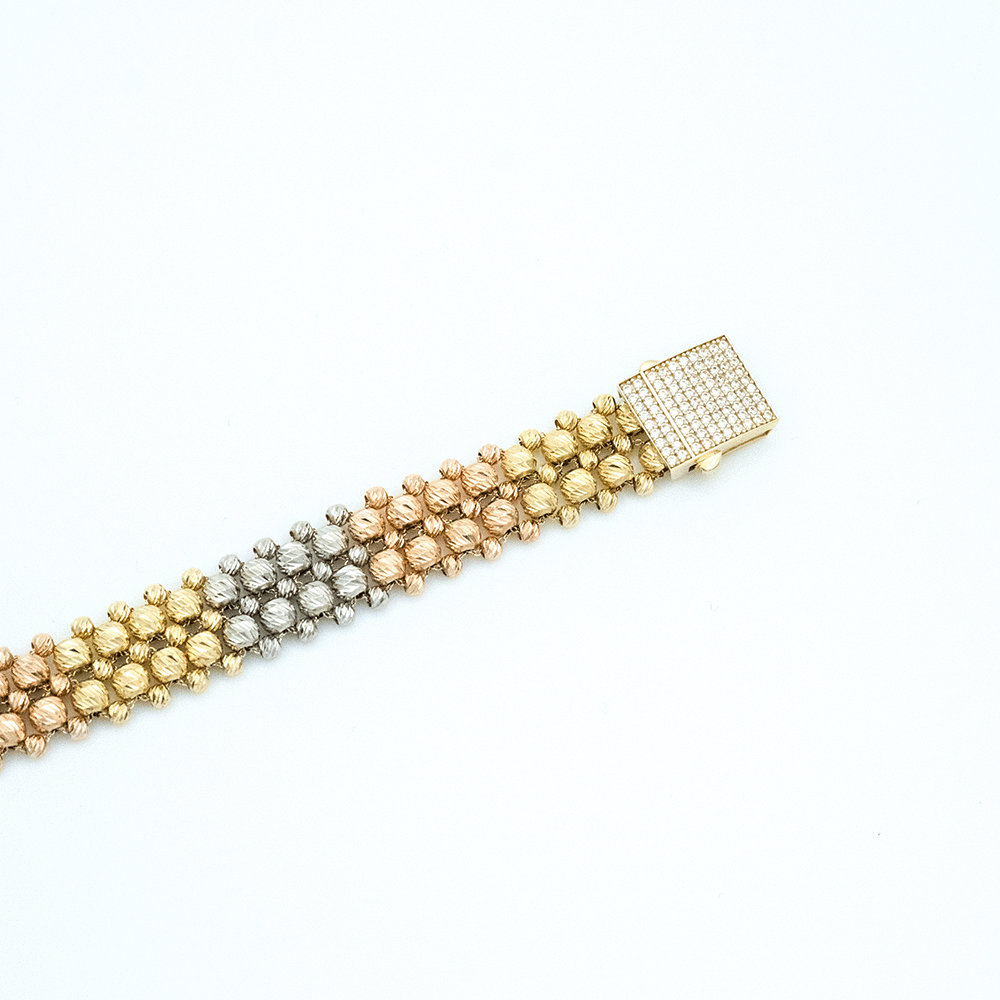 14 Ayar Renkli Dorika Top Sıralı Altın Bileklik