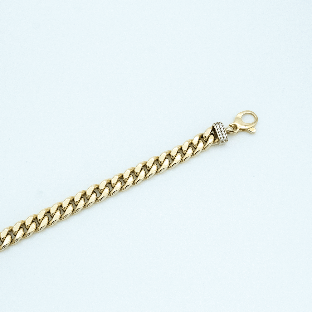 14 Ayar Gurmet Zincirli Taşlı Detaylı Altın Bileklik