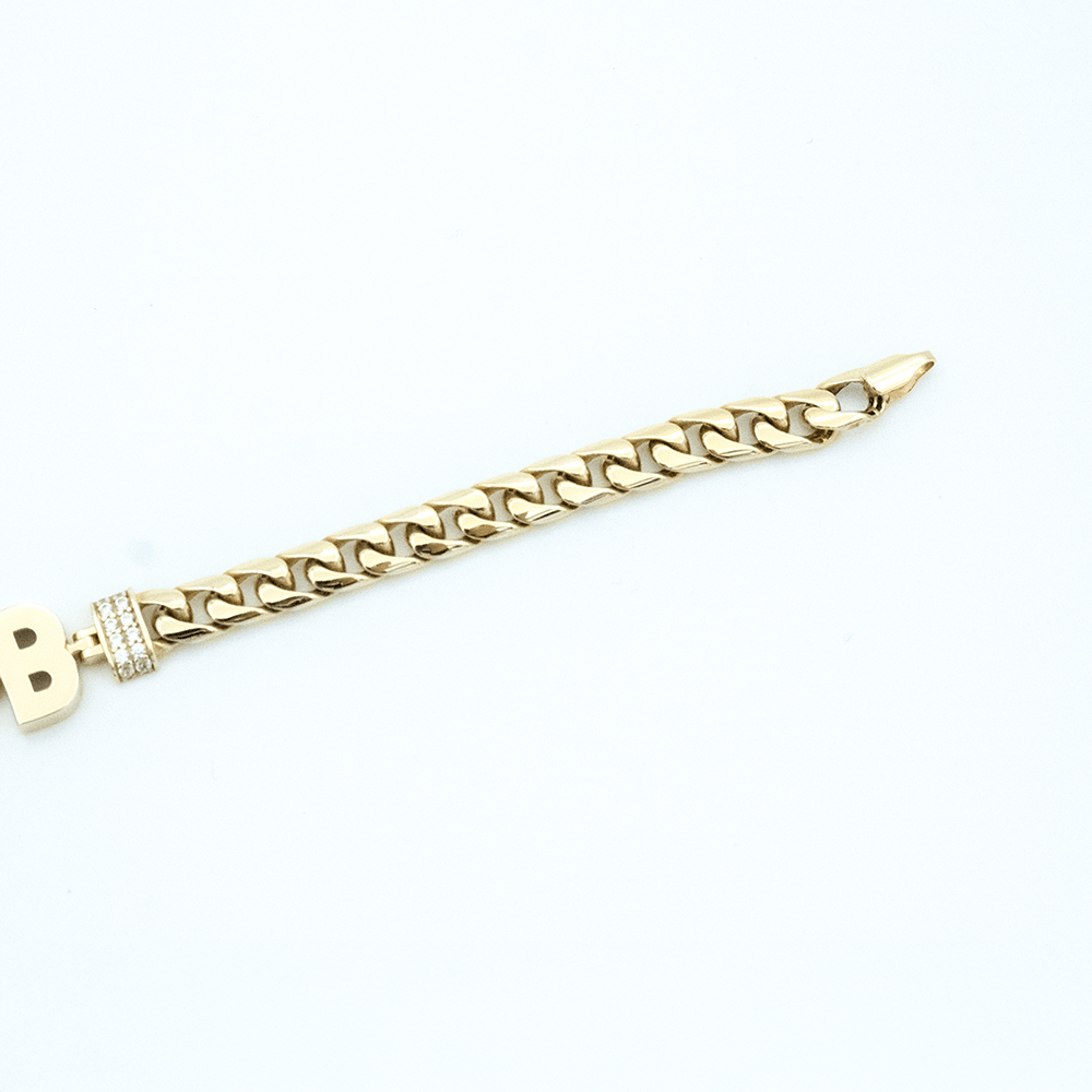 14 Ayar B Harfli Gurmet Zincirli Altın Bileklik