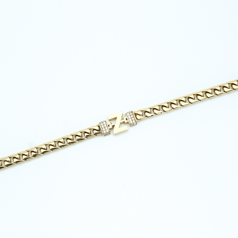 14 Ayar Z Harfli Gurmet Zincir Altın Bileklik