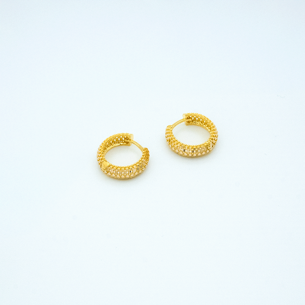 14 Ayar Parıltılı Daire Altın Küpe