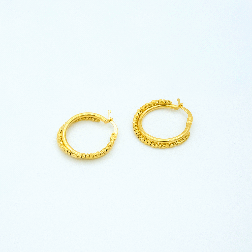 14 Ayar Dorika Toplu Çift Sıralı Altın Küpe