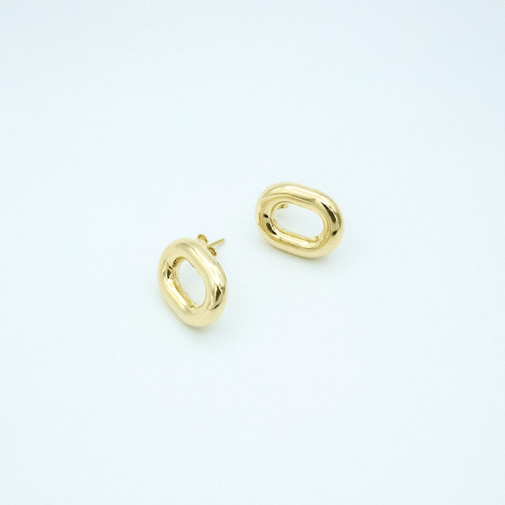 14 Ayar Sade Oval Altın Küpe