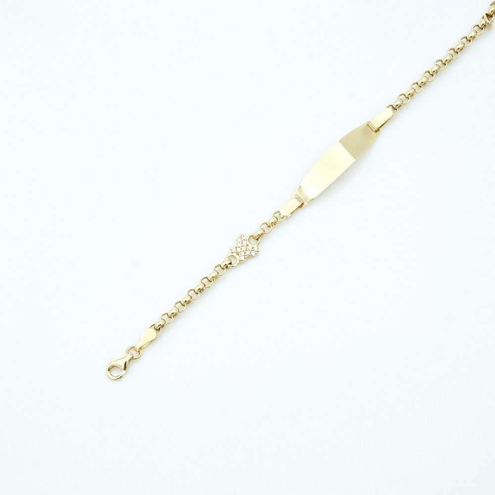 14 Ayar Beyaz Taşlı Detaylı Altın Künye