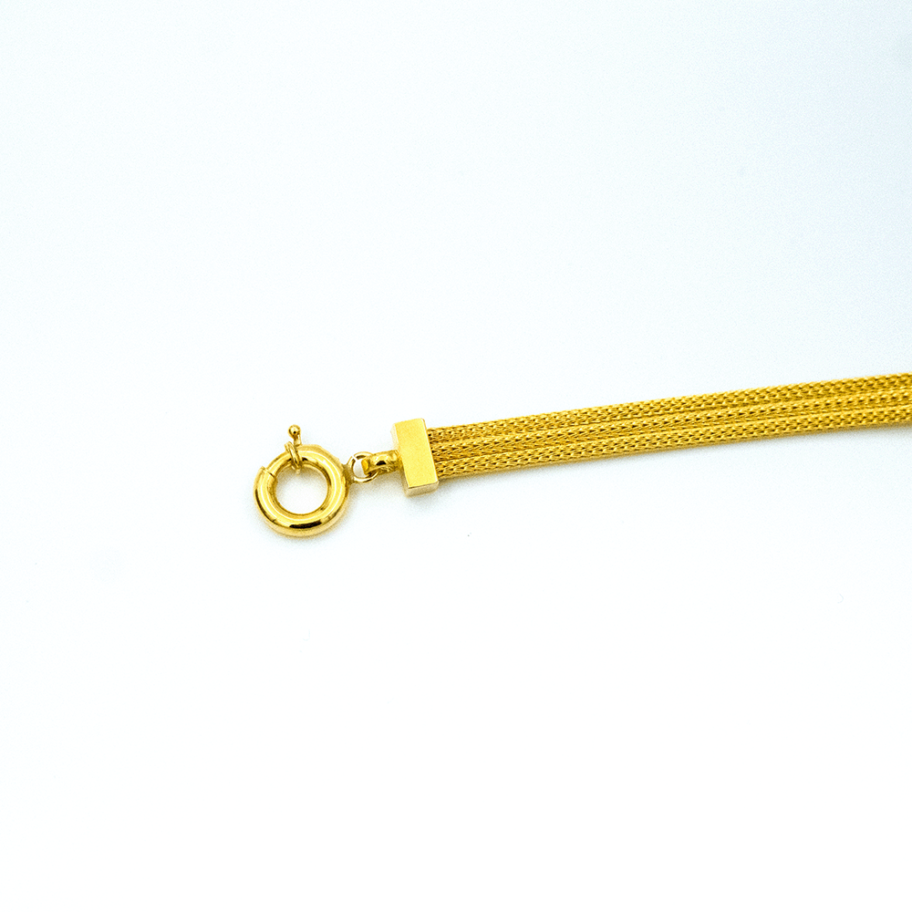 14 Ayar Parlak Detaylı Altın Bileklik