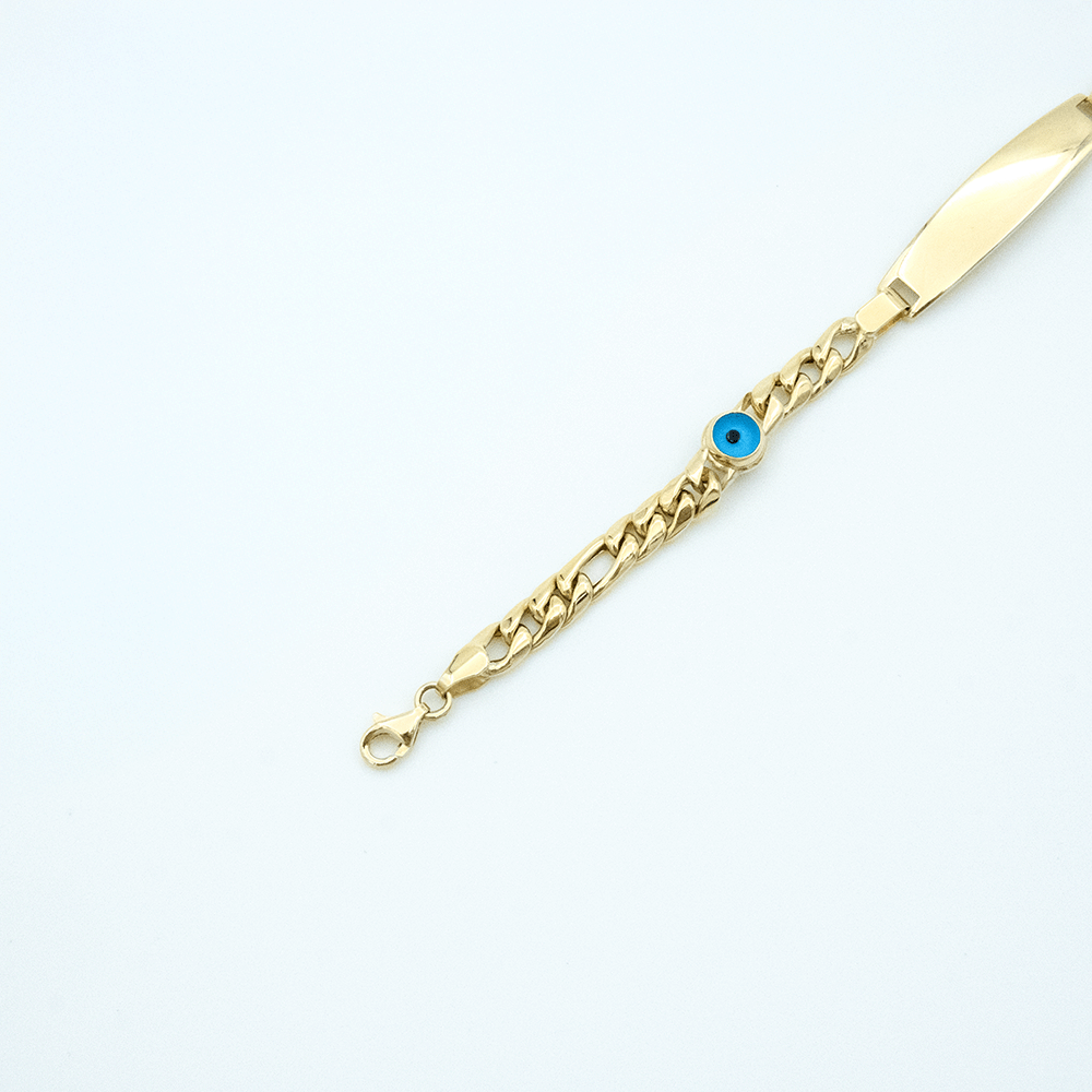 14 Ayar Nazar Boncuklu Detaylı Altın Künye