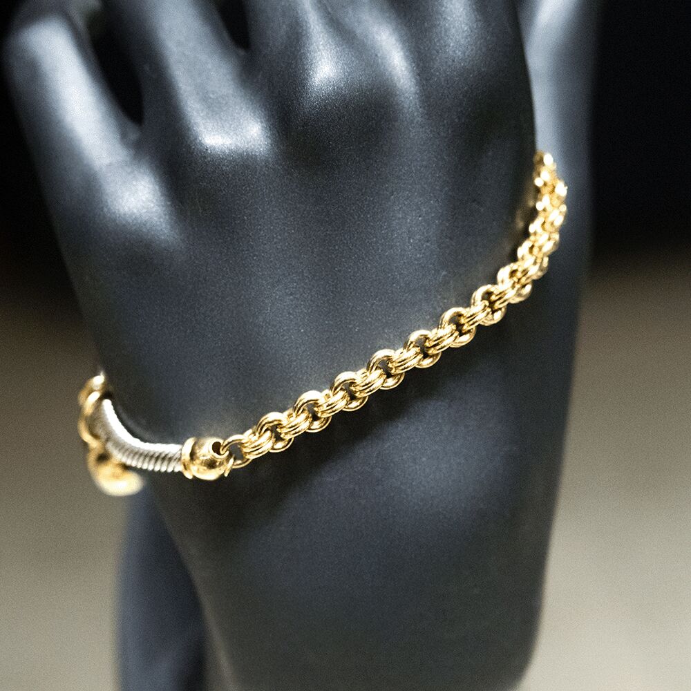 14 Ayar Kalp Detaylı Altın Bileklik