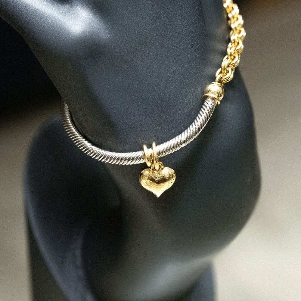 14 Ayar Kalp Detaylı Altın Bileklik