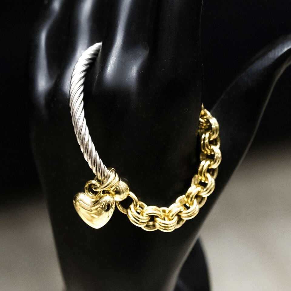 14 Ayar Siyah Taşlı Altın Bileklik