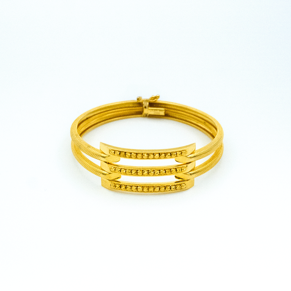 14 Ayar Işıltılı Yansıma Kelepçe Altın Bileklik