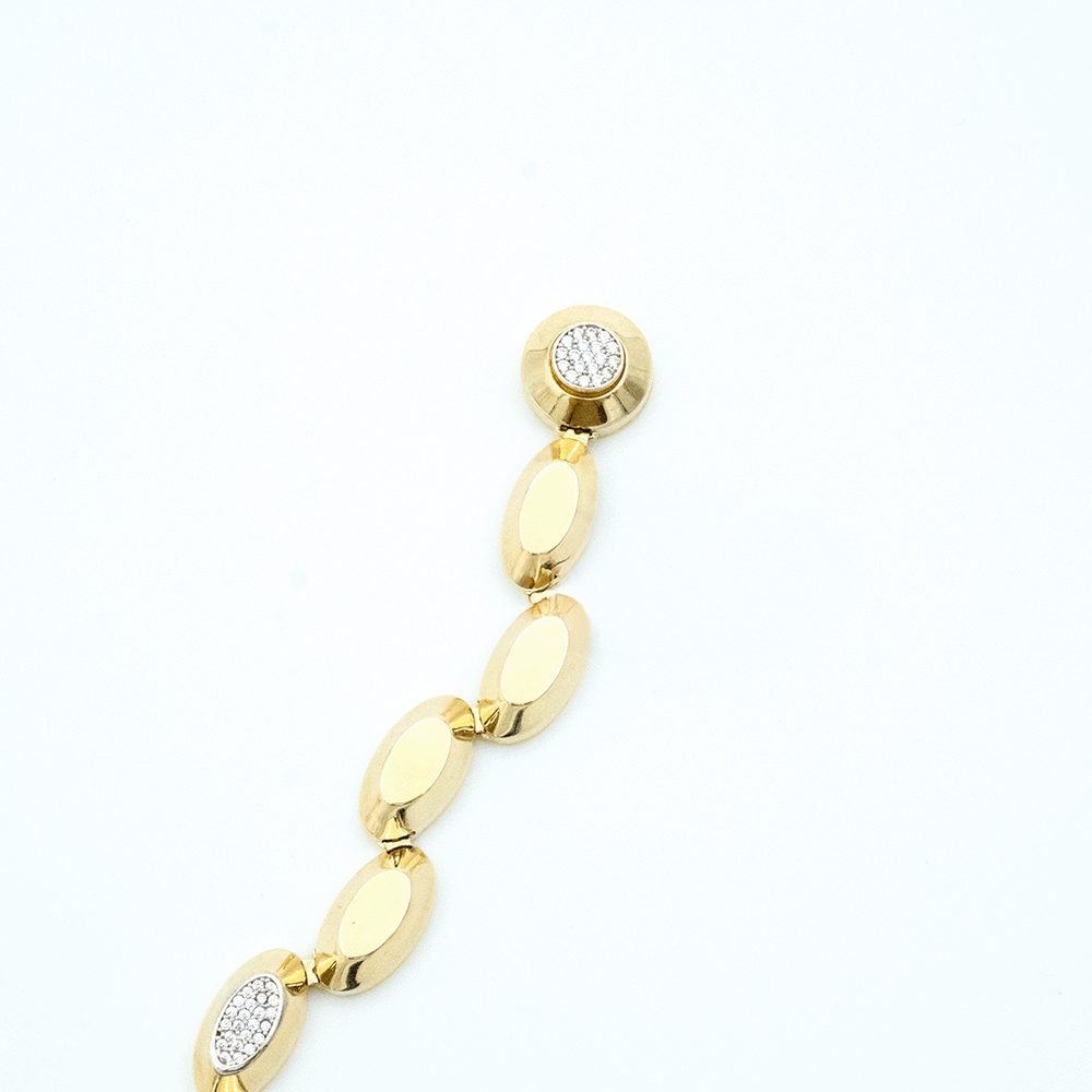 14 Ayar Taşlı Sıralı Oval Altın Bileklik