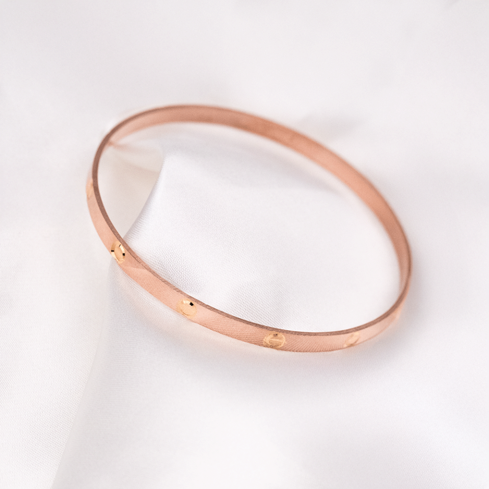 22 Ayar Vida Desenli Kibrit Çöpü Rose Altın Bilezik 20 Gr