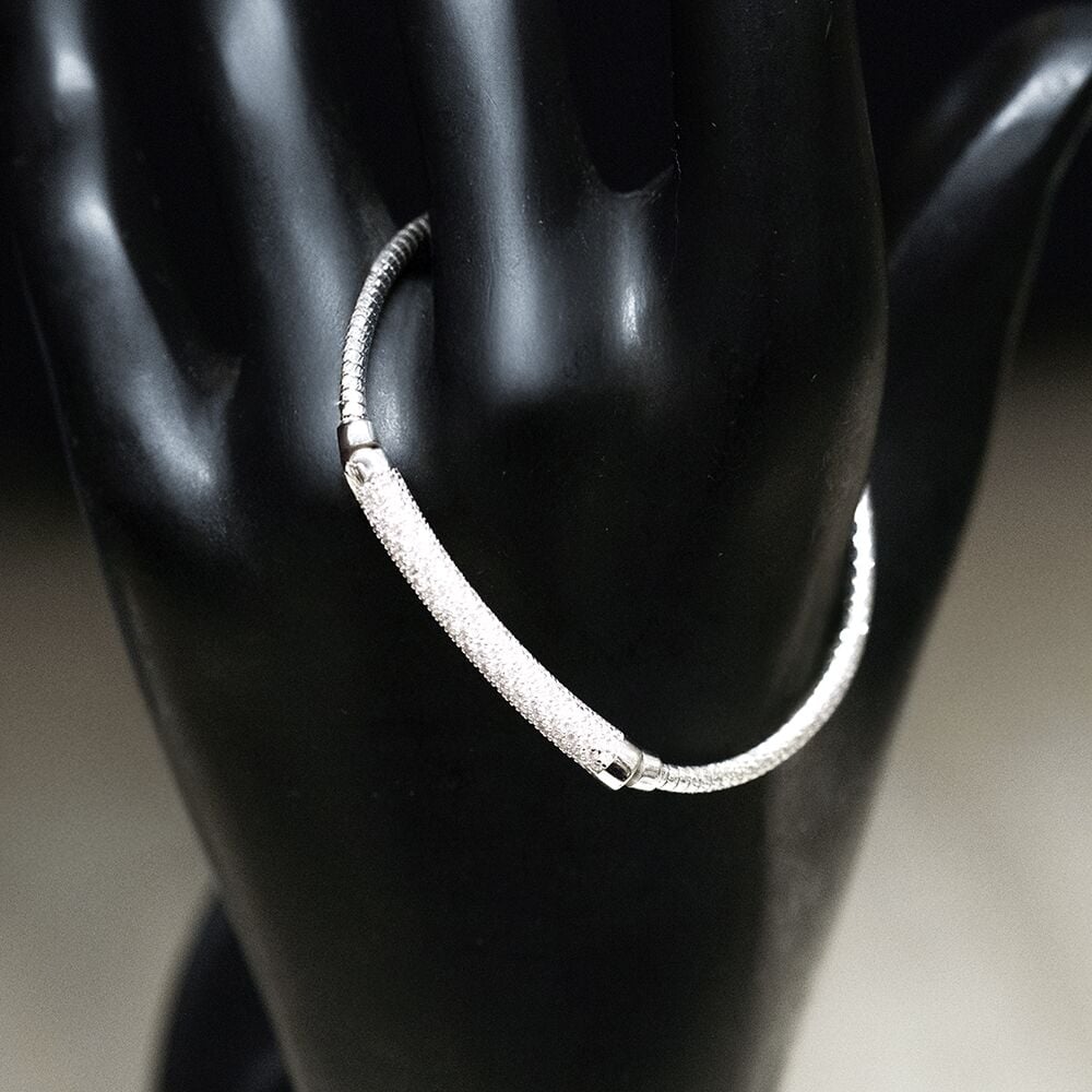 14 Ayar Beyaz Renk Detaylı Erkek Altın Bileklik