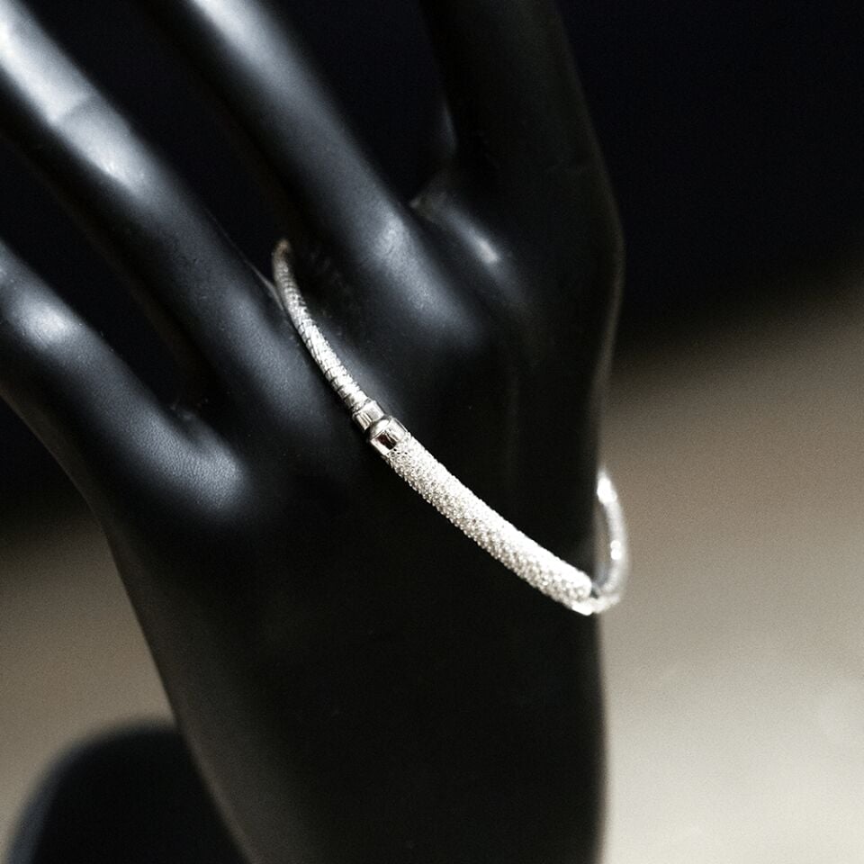 14 Ayar Beyaz Renk Detaylı Erkek Altın Bileklik