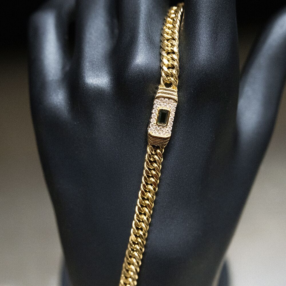 14 Ayar Parlak Doku Altın Bileklik