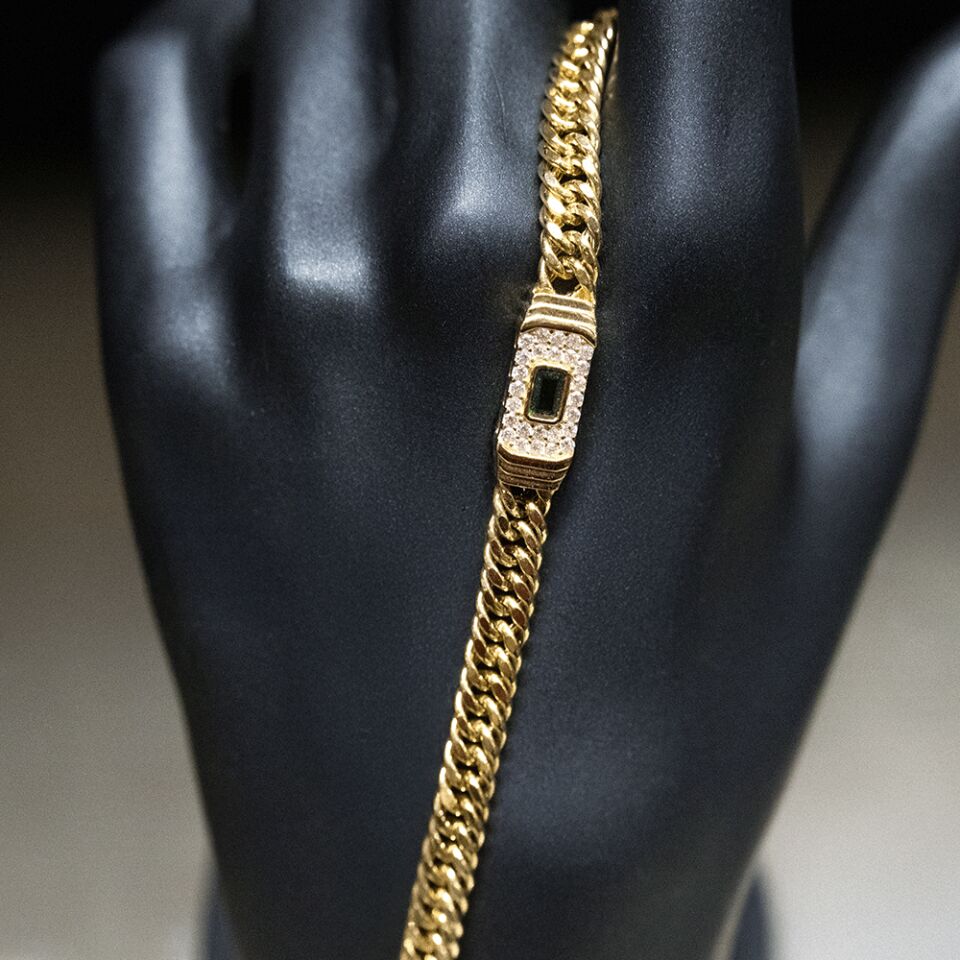 14 Ayar Parlak Doku Altın Bileklik