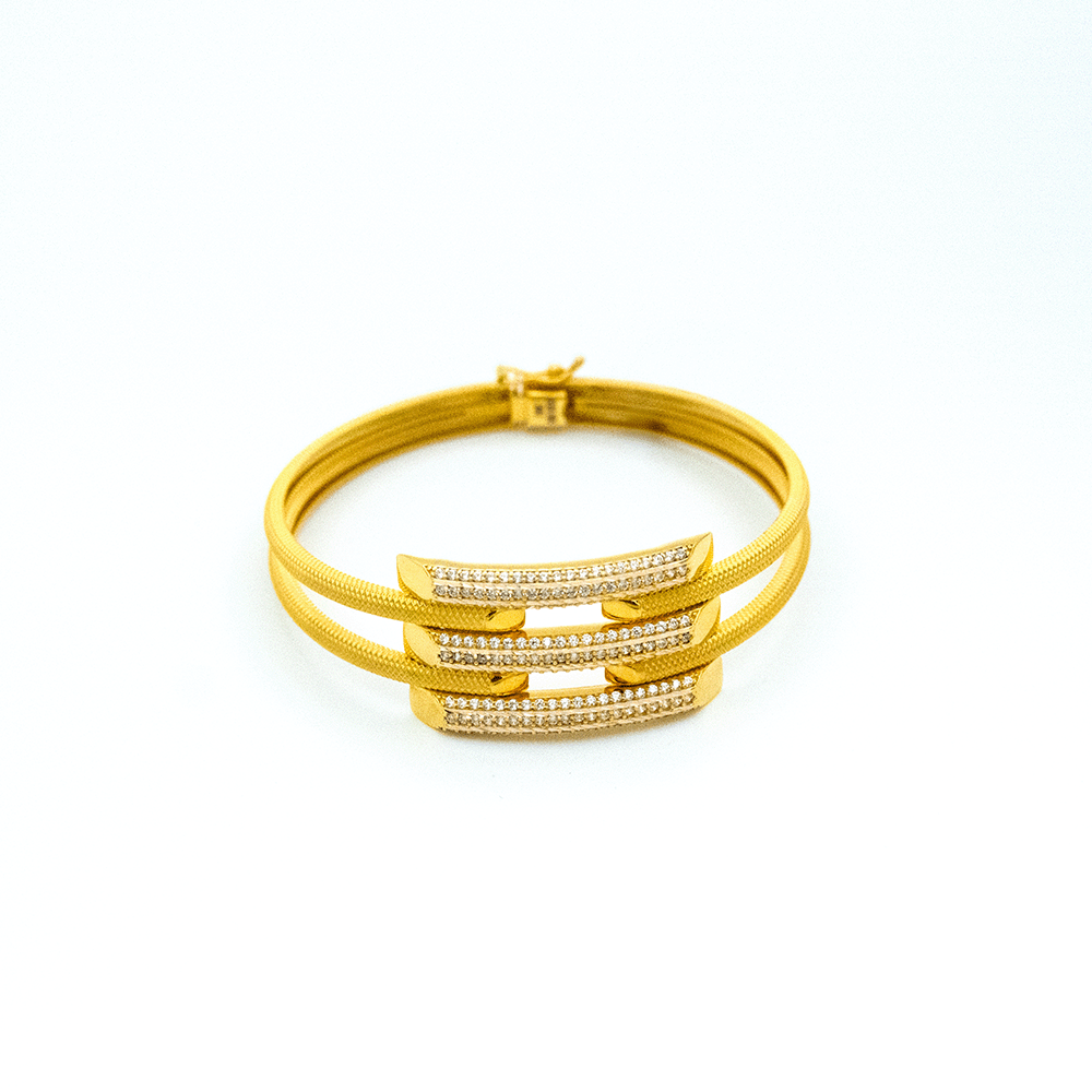 14 Ayar Zarif Yansıma Kelepçe Altın Bileklik